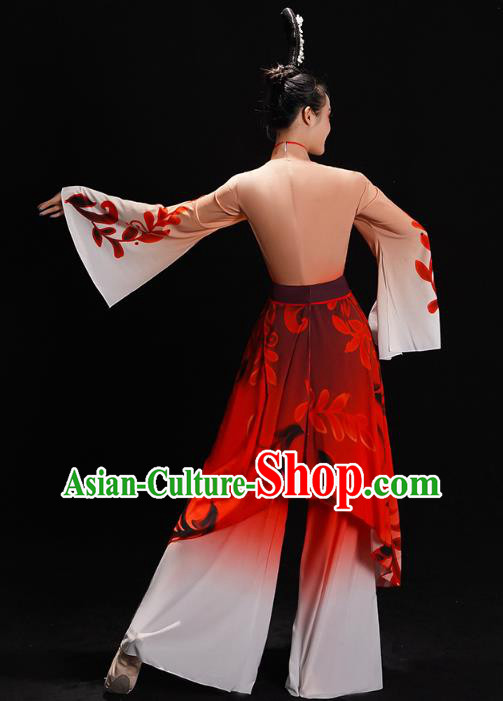 China Folk Dance Costume Yangko Dance Red Uniforms Fan Dance Clothing