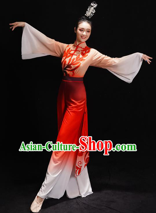 China Folk Dance Costume Yangko Dance Red Uniforms Fan Dance Clothing
