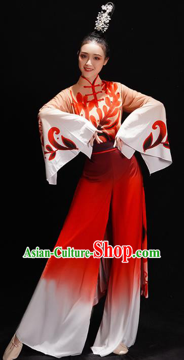 China Folk Dance Costume Yangko Dance Red Uniforms Fan Dance Clothing