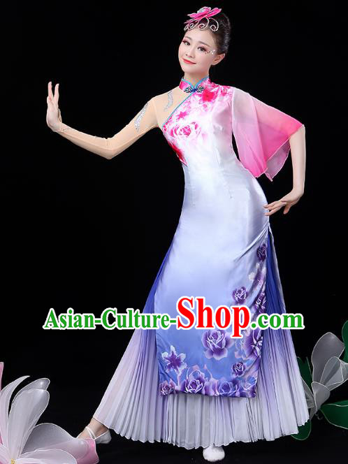 Chinese Classical Dance Solo Dance Costume Umbrella Dance Lilac Dress Traditional Performance Clothing