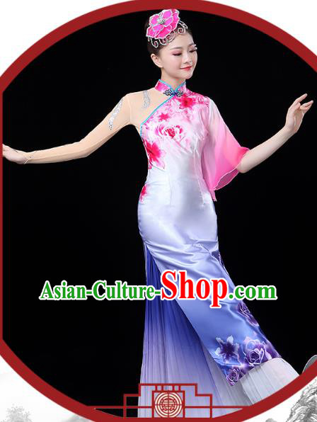 Chinese Classical Dance Solo Dance Costume Umbrella Dance Lilac Dress Traditional Performance Clothing