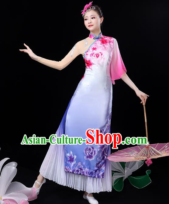 Chinese Classical Dance Solo Dance Costume Umbrella Dance Lilac Dress Traditional Performance Clothing