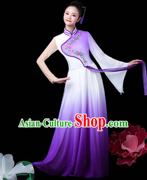Chinese Traditional Performance Clothing Classical Dance Costume Umbrella Dance Violet Dress