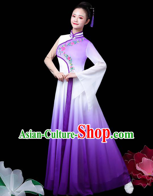 Chinese Traditional Performance Clothing Classical Dance Costume Umbrella Dance Violet Dress