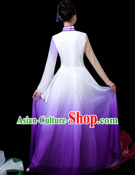 Chinese Traditional Performance Clothing Classical Dance Costume Umbrella Dance Violet Dress