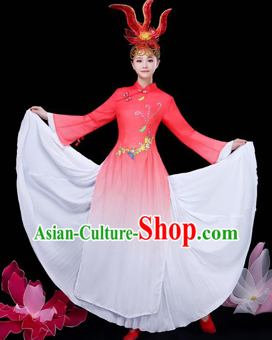 Chinese Umbrella Dance Red Dress Traditional Performance Clothing Classical Dance Costume