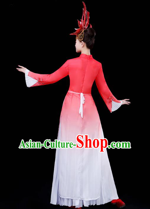 Chinese Umbrella Dance Red Dress Traditional Performance Clothing Classical Dance Costume