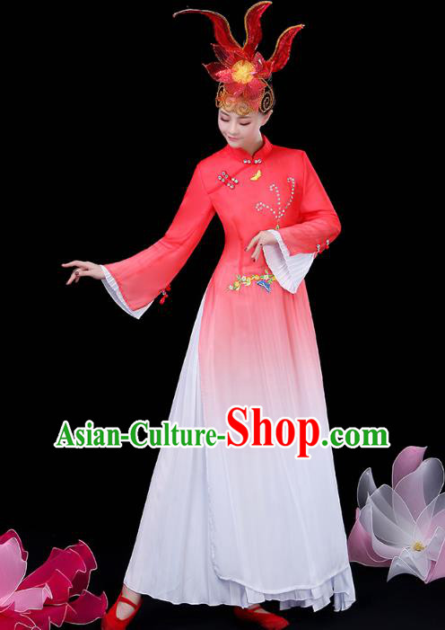 Chinese Umbrella Dance Red Dress Traditional Performance Clothing Classical Dance Costume