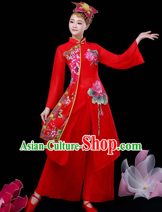 Chinese Classical Dance Clothing Umbrella Dance Red Dress Traditional Performance Outfits