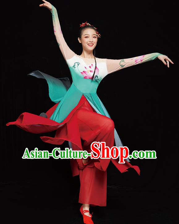 Chinese Traditional Lotus Dance Dress Classical Dance Performance Clothing Umbrella Dance Outfits