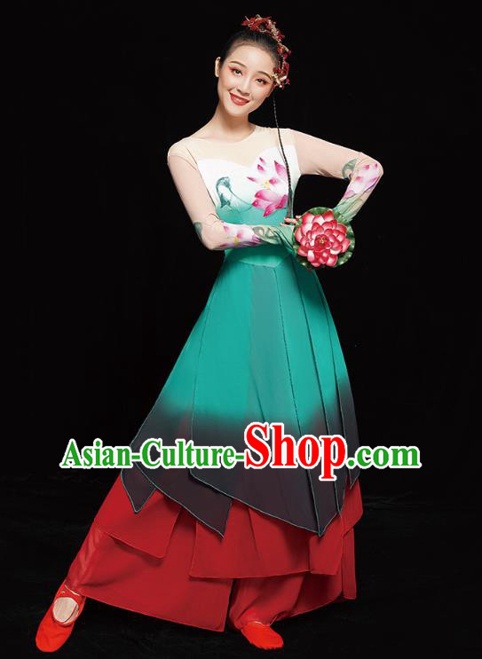 Chinese Traditional Lotus Dance Dress Classical Dance Performance Clothing Umbrella Dance Outfits