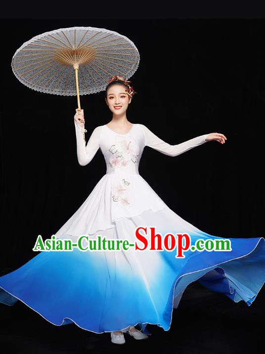 Chinese Jasmine Dance Dress Traditional Umbrella Dance Costumes Classical Dance Clothing