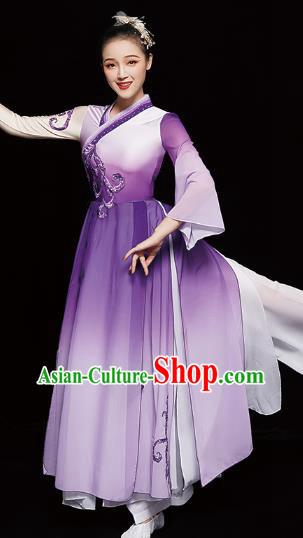 Chinese Classical Dance Clothing Jasmine Dance Purple Dress Traditional Umbrella Dance Costumes