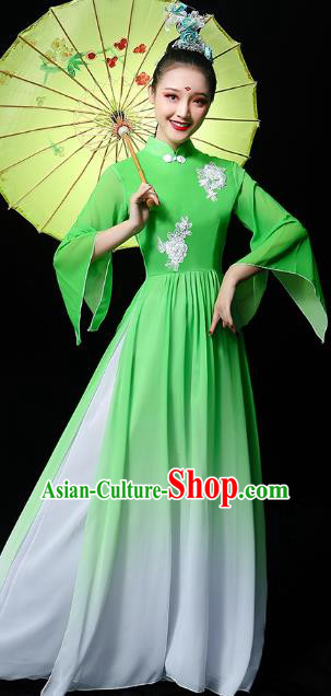 Chinese Traditional Jiangnan Watertown Performance Costumes Classical Dance Clothing Umbrella Dance Green Dress