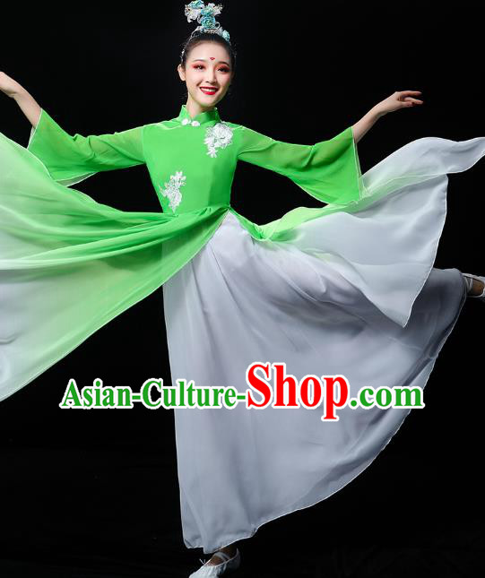 Chinese Traditional Jiangnan Watertown Performance Costumes Classical Dance Clothing Umbrella Dance Green Dress