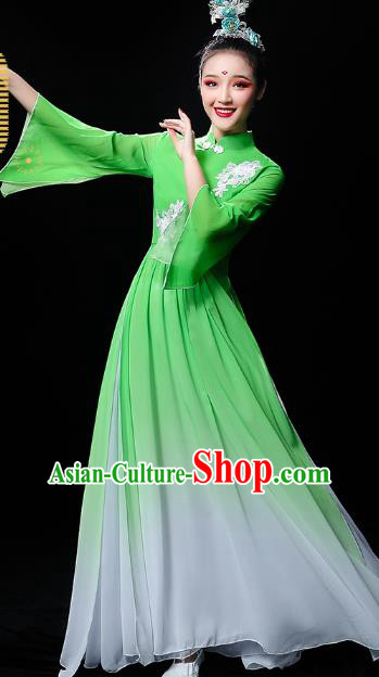 Chinese Traditional Jiangnan Watertown Performance Costumes Classical Dance Clothing Umbrella Dance Green Dress