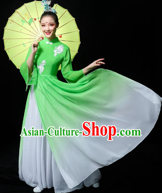 Chinese Traditional Jiangnan Watertown Performance Costumes Classical Dance Clothing Umbrella Dance Green Dress