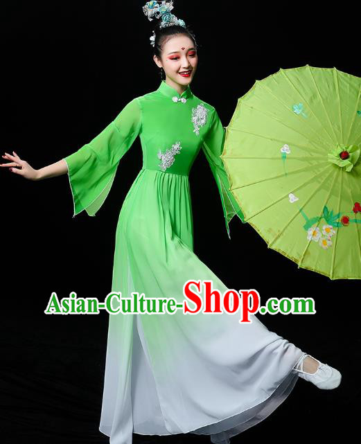 Chinese Traditional Jiangnan Watertown Performance Costumes Classical Dance Clothing Umbrella Dance Green Dress