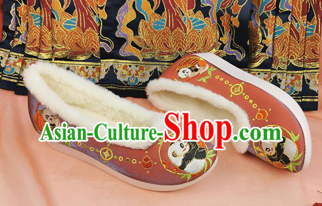 China Traditional Hanfu Red Shoes Ming Dynasty Embroidered Shoes Ancient Princess Shoes