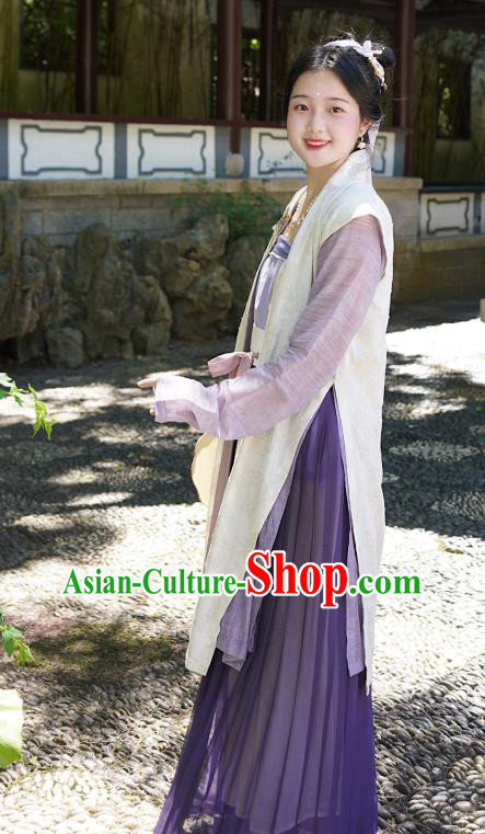 China Ancient Song Dynasty Imperial Concubine Historical Costumes and Headpiece Complete Set