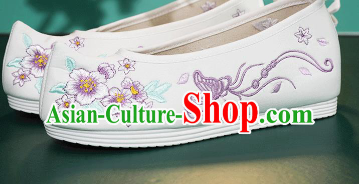 China Classical Embroidered Butterfly Flowers Shoes Traditional Ming Dynasty Hanfu Shoes Princess Shoes