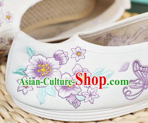 China Classical Embroidered Butterfly Flowers Shoes Traditional Ming Dynasty Hanfu Shoes Princess Shoes