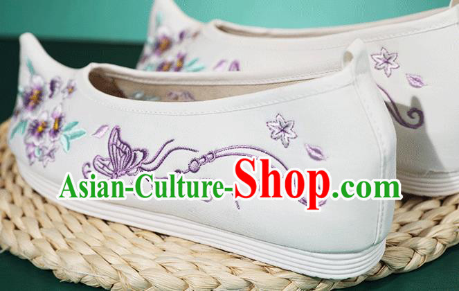 China Classical Embroidered Butterfly Flowers Shoes Traditional Ming Dynasty Hanfu Shoes Princess Shoes