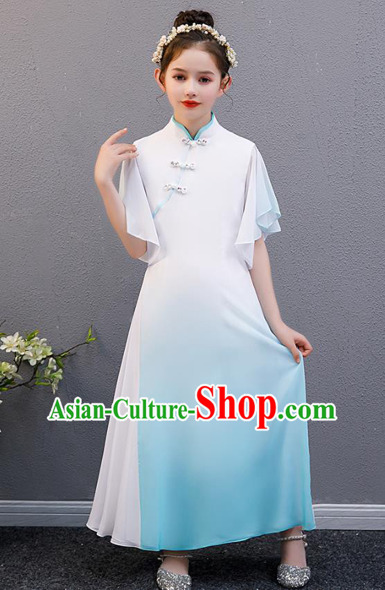 Top Grade Girl Chorus Group Performance Blue Dress Children Catwalks Costume