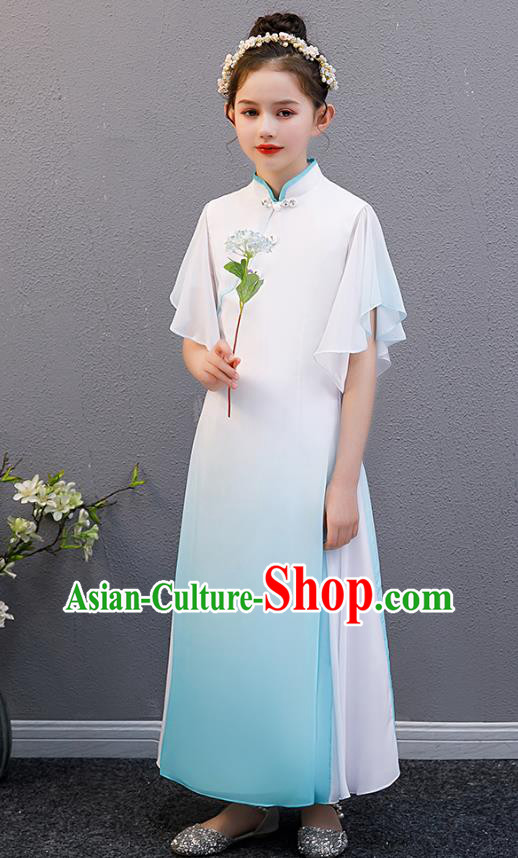 Top Grade Girl Chorus Group Performance Blue Dress Children Catwalks Costume