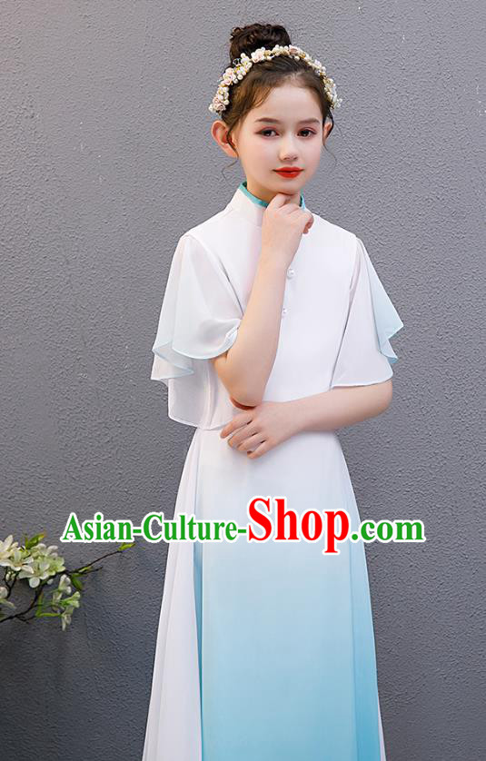 Top Grade Girl Chorus Group Performance Blue Dress Children Catwalks Costume