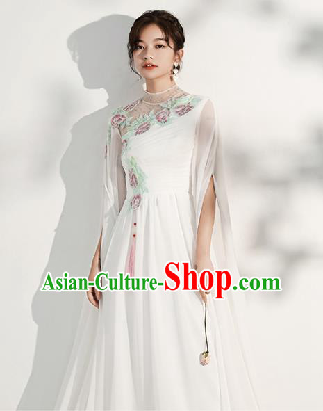 China Solo Performance White Full Dress Woman Modern Dance Costume Catwalks Clothing