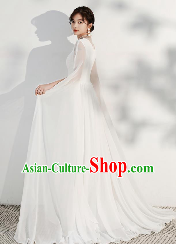 China Solo Performance White Full Dress Woman Modern Dance Costume Catwalks Clothing