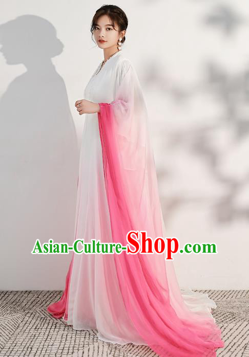 China Catwalks Clothing Solo Performance White Full Dress Woman Classical Dance Costume