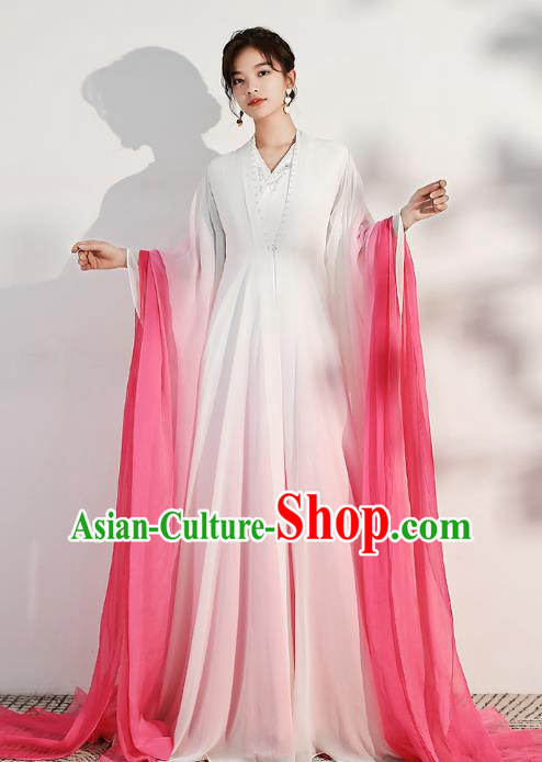 China Catwalks Clothing Solo Performance White Full Dress Woman Classical Dance Costume