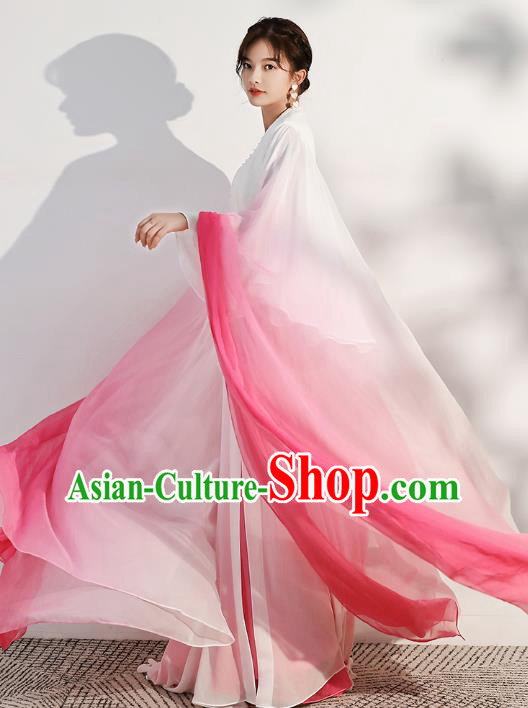 China Catwalks Clothing Solo Performance White Full Dress Woman Classical Dance Costume
