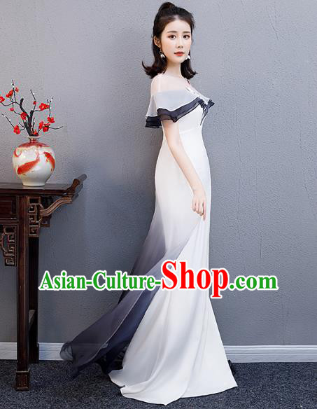 China Woman Chorus Costume Annual Meeting Compere Clothing Modern Dance Fishtail Full Dress