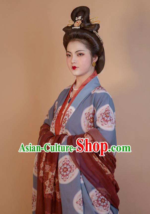 China Ancient Tang Dynasty Imperial Concubine Historical Costumes Traditional Hanfu Dress Clothing