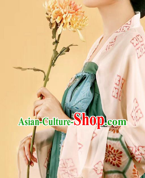 Traditional China Tang Dynasty Historical Costumes Ancient Court Beauty Green Hanfu Dress Clothing