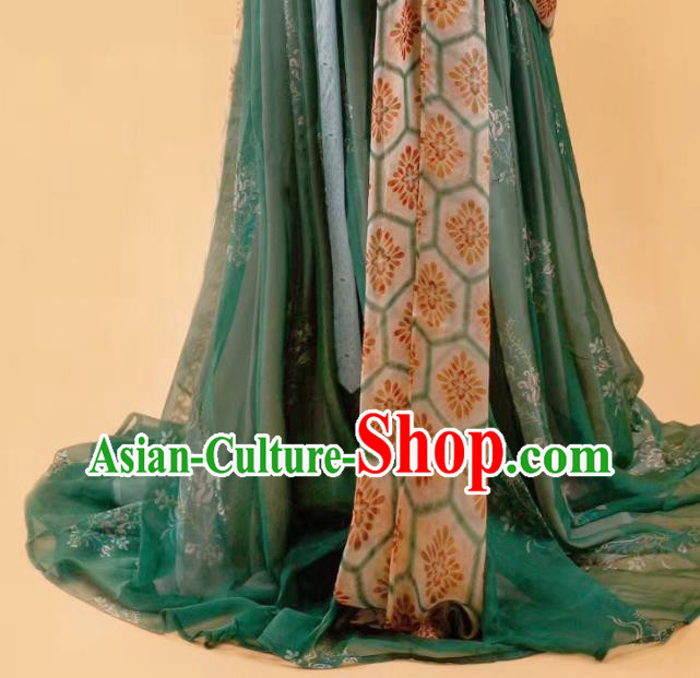 Traditional China Tang Dynasty Historical Costumes Ancient Court Beauty Green Hanfu Dress Clothing