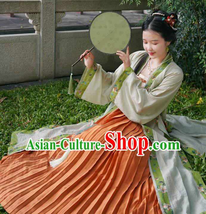 China Ancient Young Lady Hanfu Clothing Traditional Song Dynasty Historical Costumes