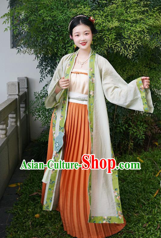 China Ancient Young Lady Hanfu Clothing Traditional Song Dynasty Historical Costumes