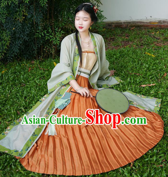 China Ancient Young Lady Hanfu Clothing Traditional Song Dynasty Historical Costumes