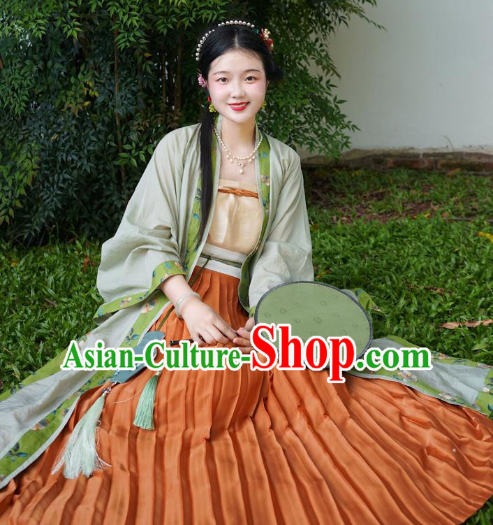 China Ancient Young Lady Hanfu Clothing Traditional Song Dynasty Historical Costumes