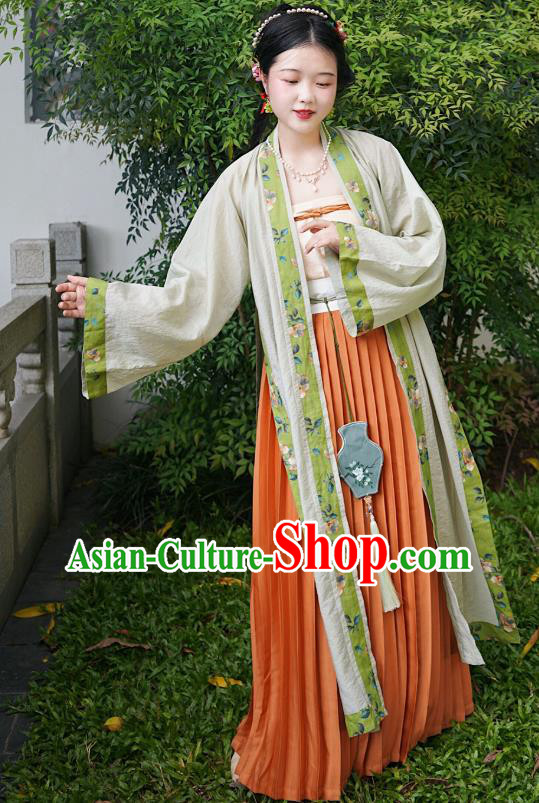 China Ancient Young Lady Hanfu Clothing Traditional Song Dynasty Historical Costumes