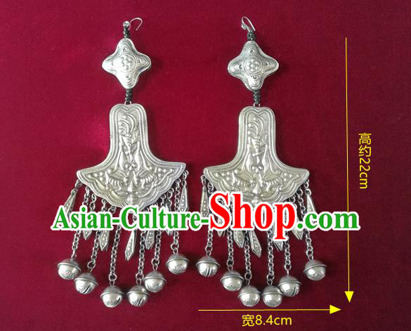 China Traditional Cheongsam Wedding Ear Accessories Ethnic Woman Silver Bells Tassel Earrings