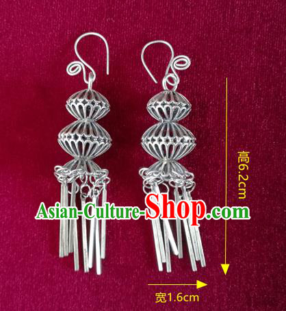 China National Ethnic Silver Gourd Earrings Traditional Cheongsam Ear Accessories