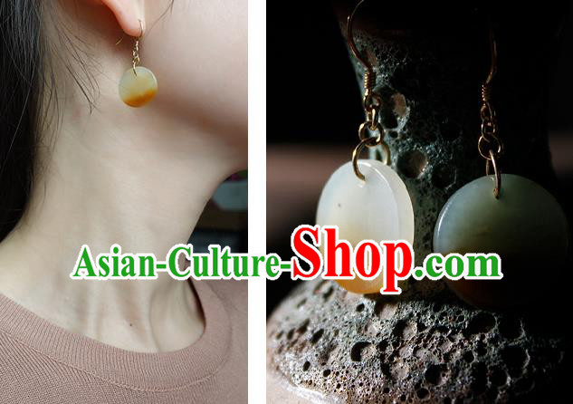China Traditional Cheongsam Jade Ear Accessories Handmade National Woman Earrings