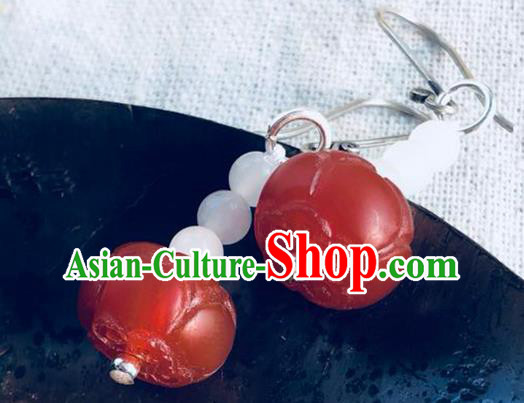 China Handmade National Agate Earrings Traditional Cheongsam Ear Accessories