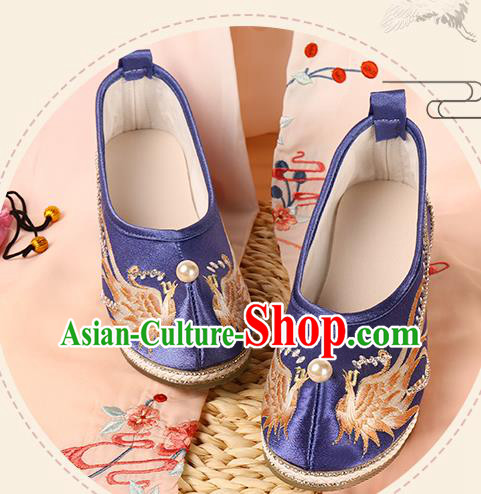 Handmade Chinese Ancient Princess Shoes Traditional Hanfu Wedding Shoes Ming Dynasty Embroidered Phoenix Shoes