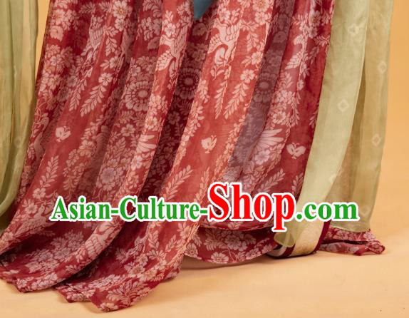 China Tang Dynasty Court Lady Historical Costumes Traditional Ancient Royal Rani Red Hanfu Dress Clothing